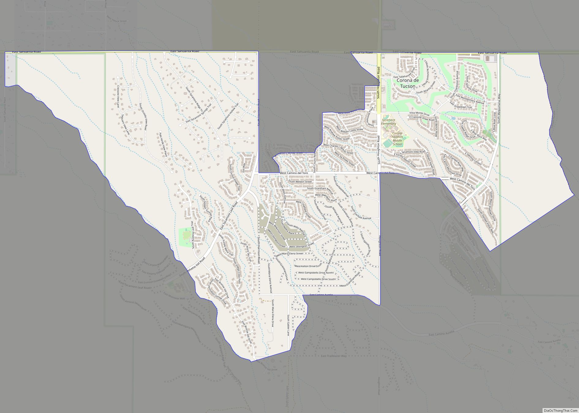 Map of Corona de Tucson CDP