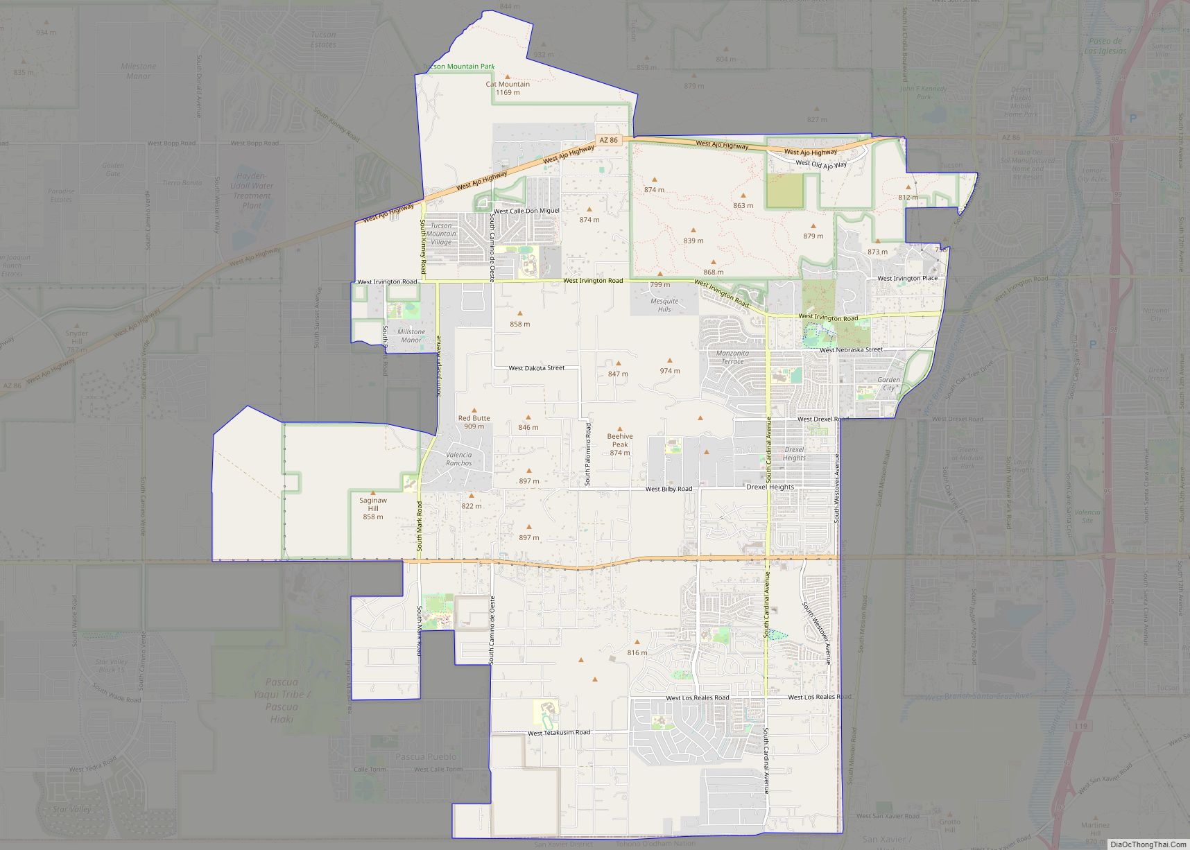 Map of Drexel Heights CDP