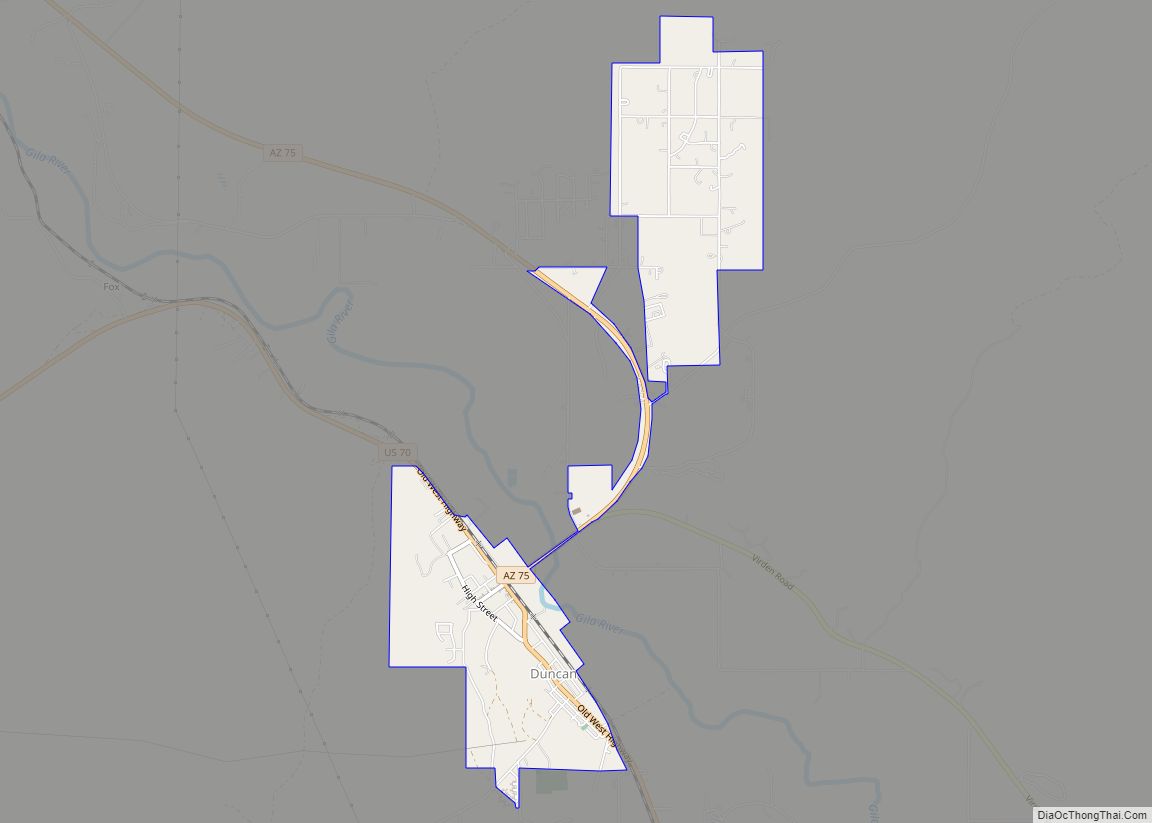 Map of Duncan town, Arizona