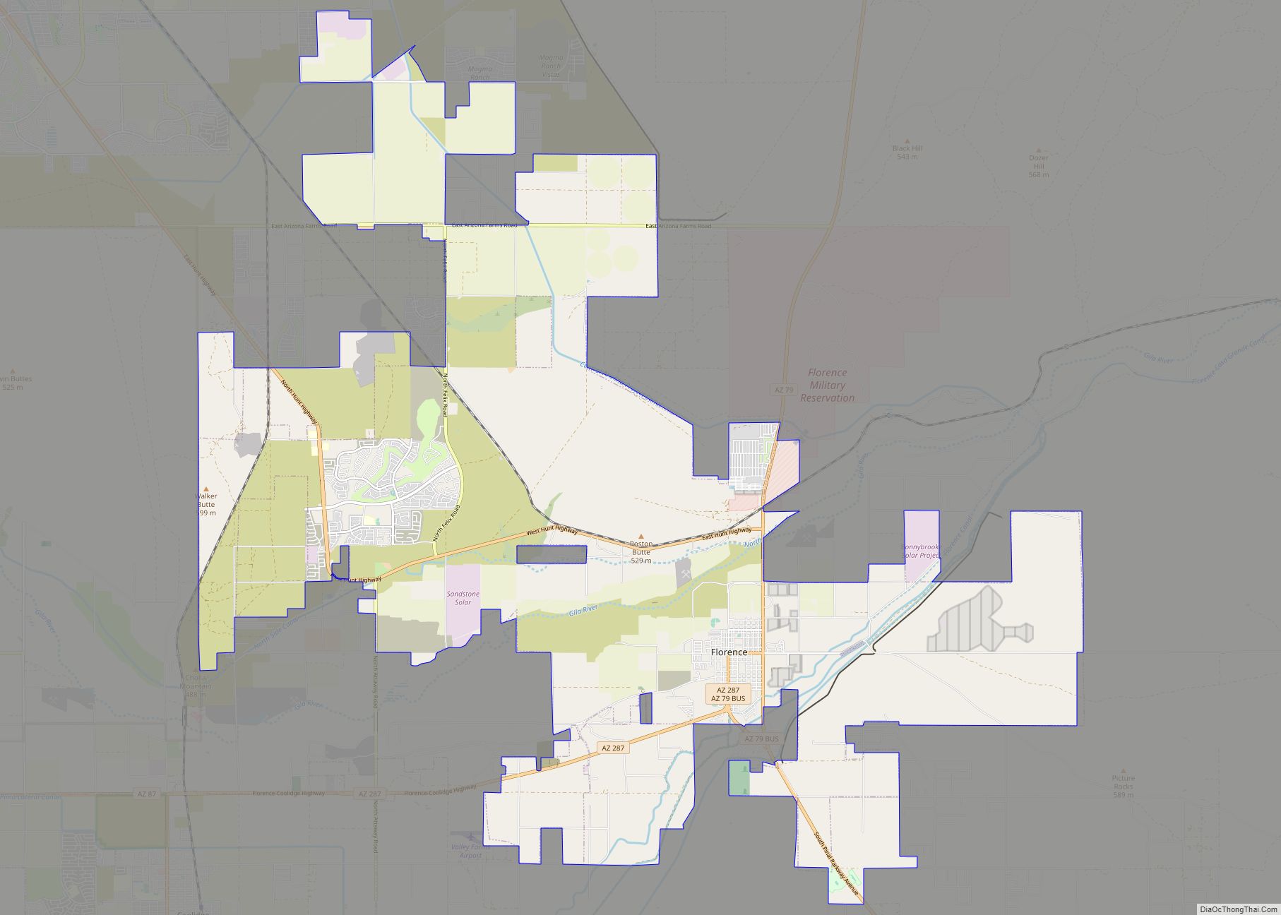 Map of Florence town, Arizona