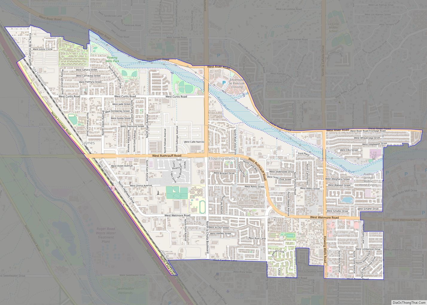 Map of Flowing Wells CDP