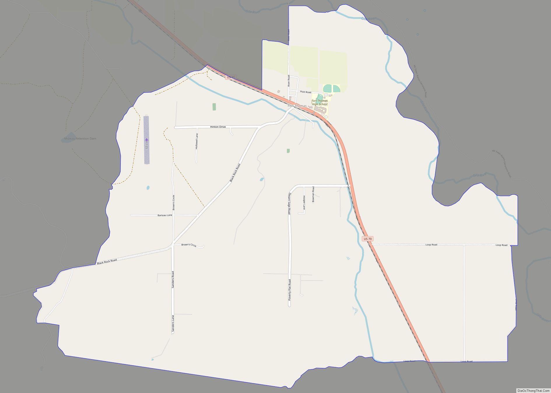 Map of Fort Thomas CDP, Arizona