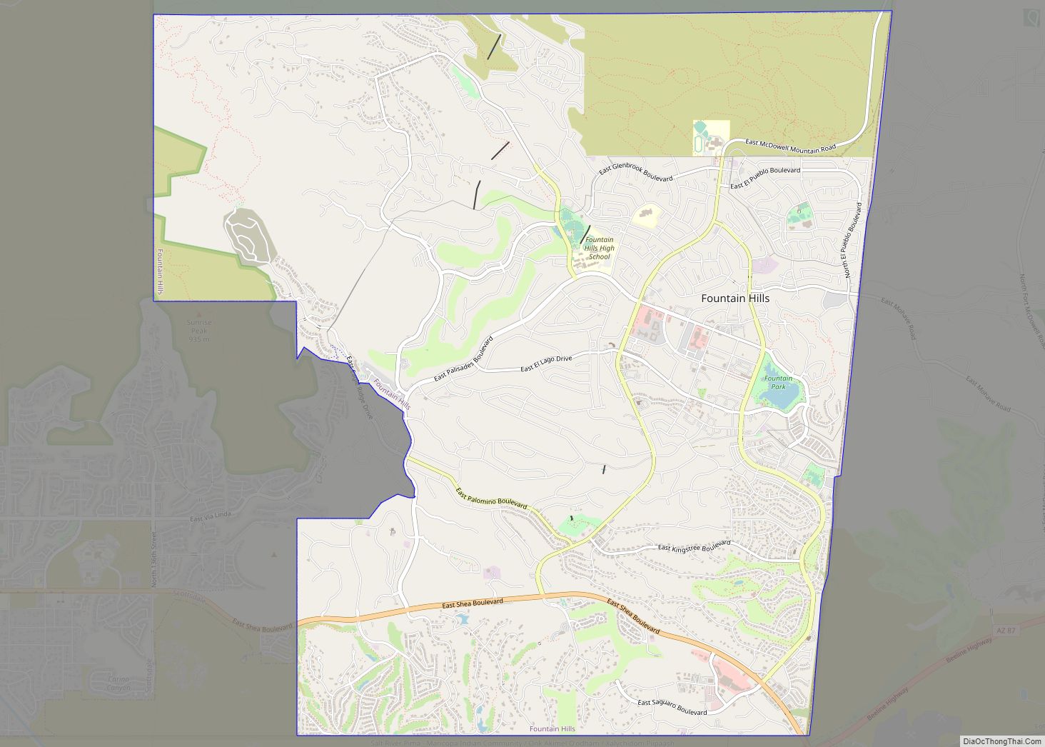 Map of Fountain Hills town