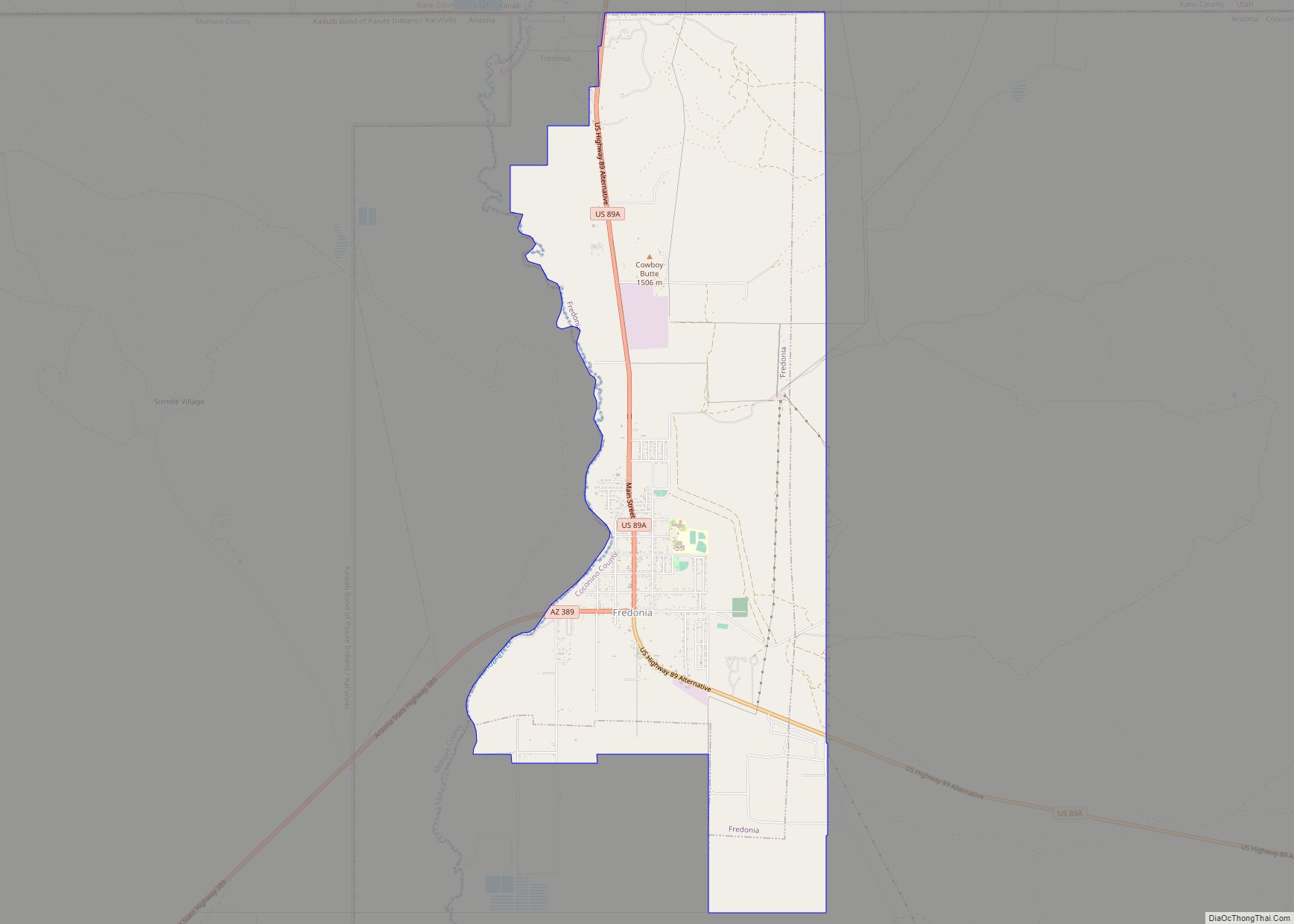 Map of Fredonia town, Arizona