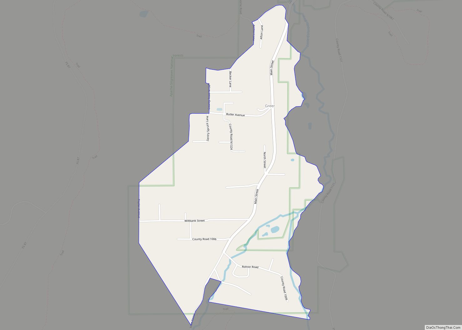 Map of Greer CDP, Arizona - Thong Thai Real