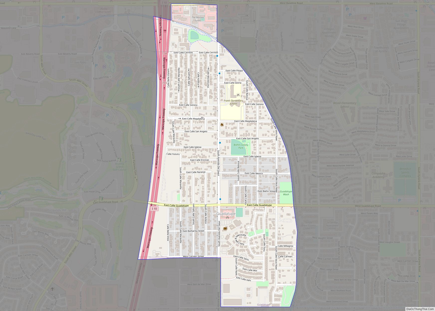 Map of Guadalupe town, Arizona