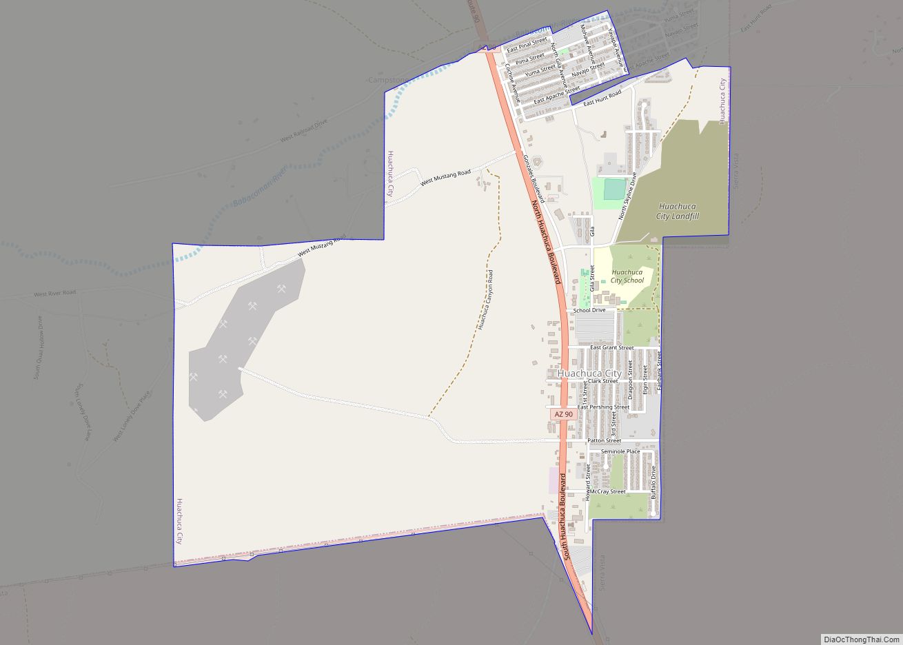 Map of Huachuca City town