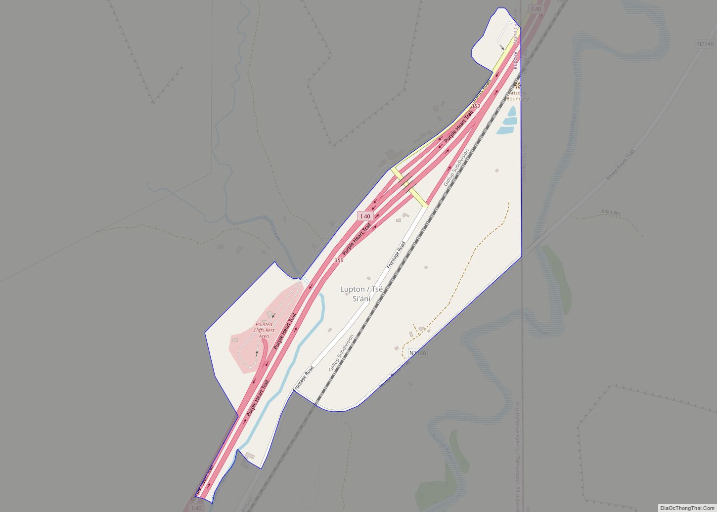 Map of Lupton CDP, Arizona