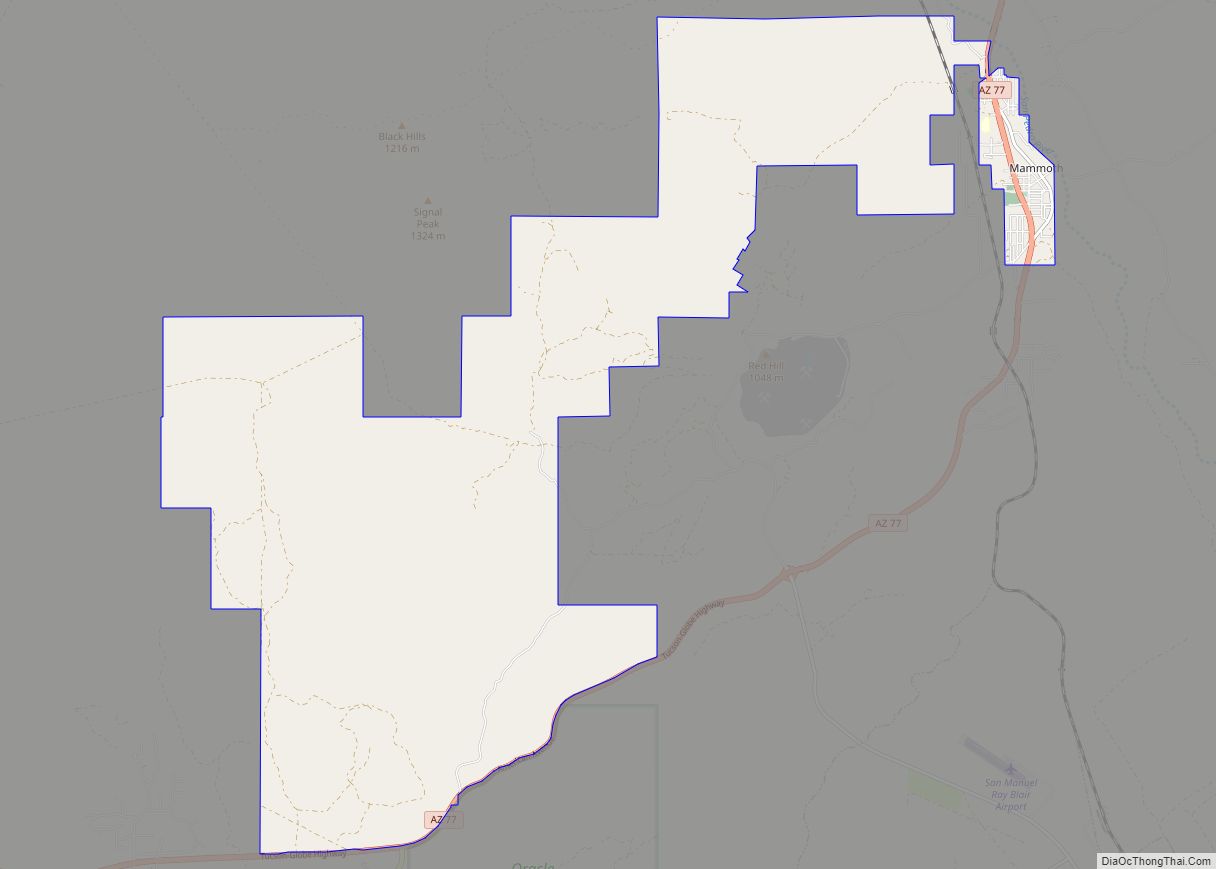 Map of Mammoth town, Arizona