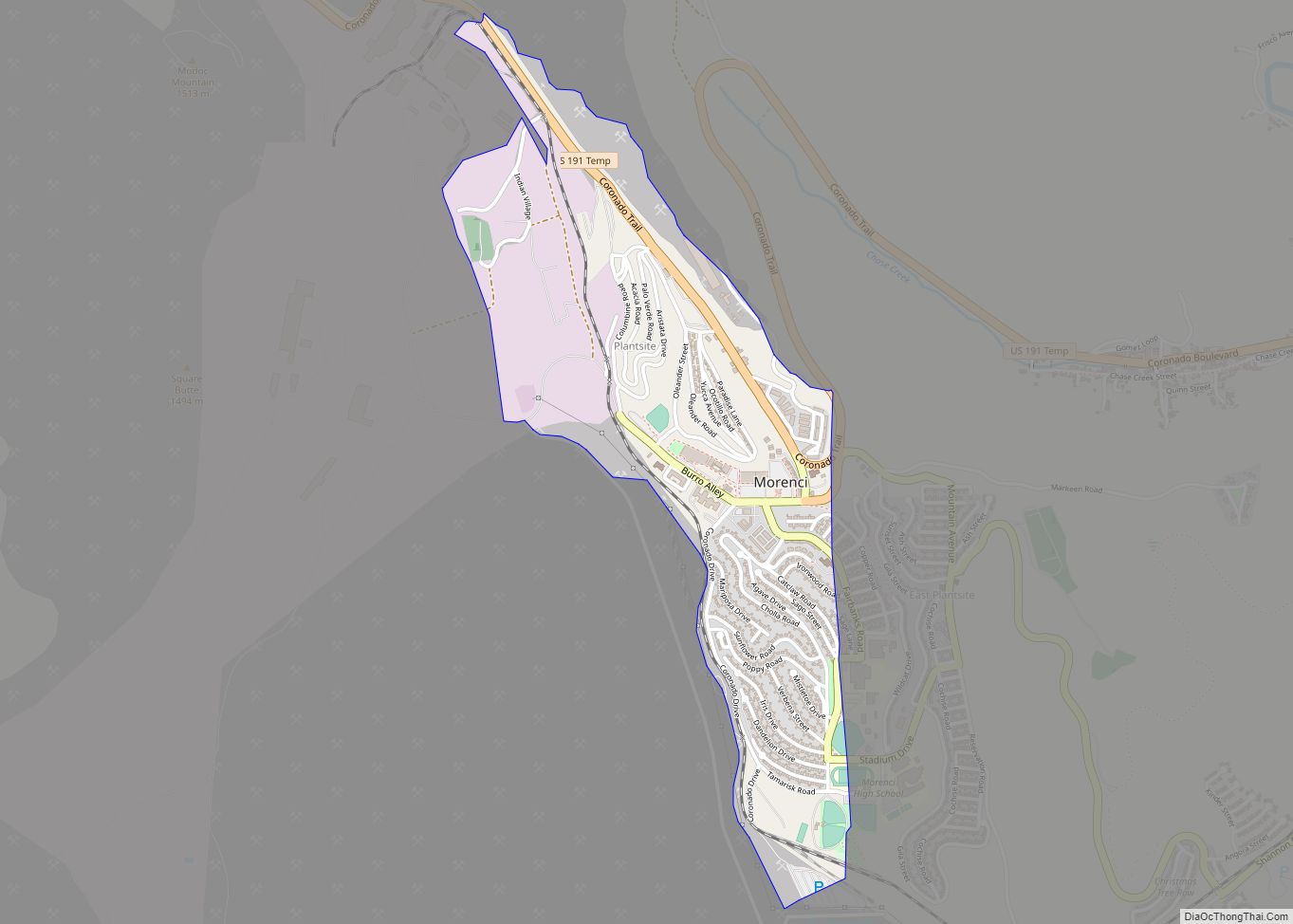 Map of Morenci CDP, Arizona