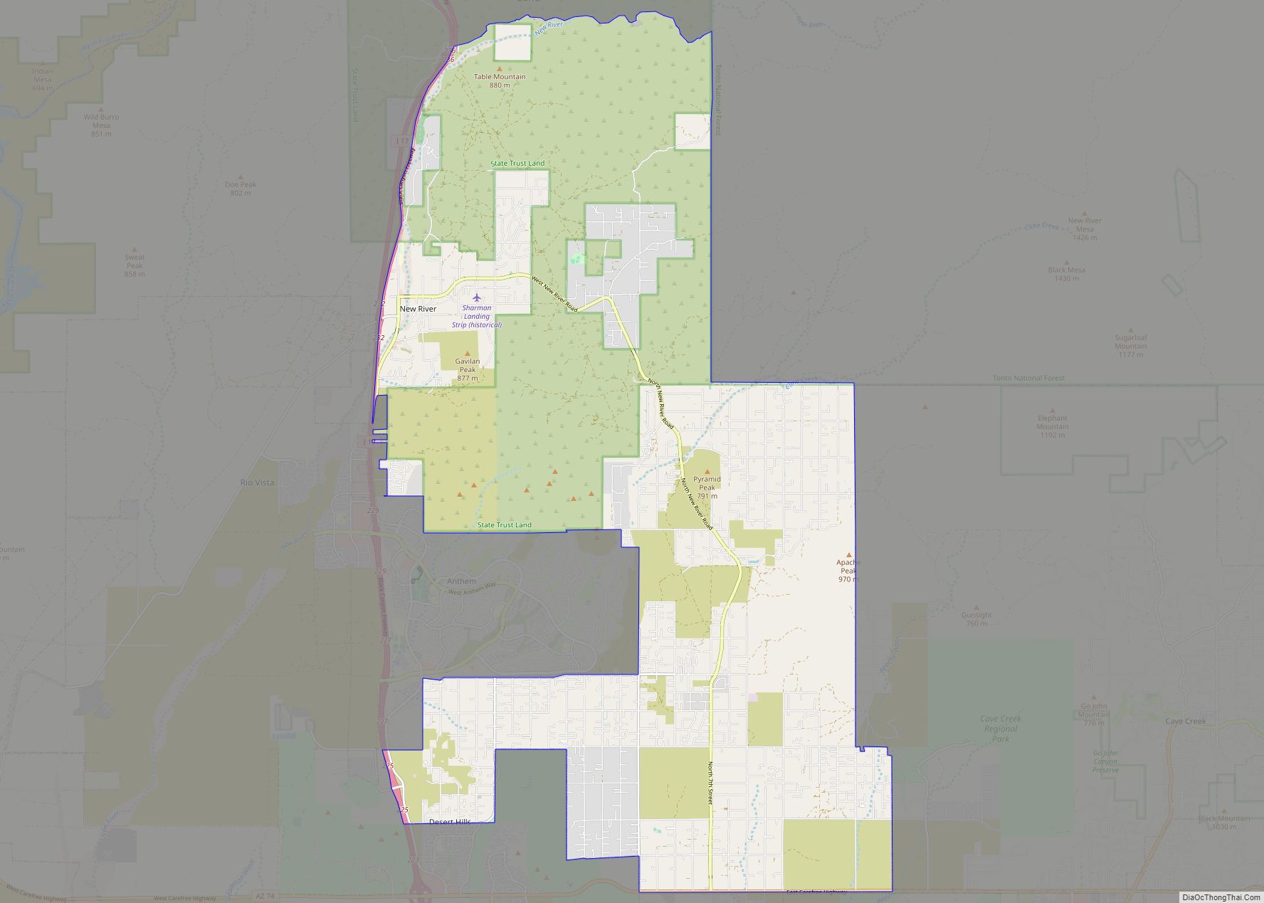 Map of New River CDP, Arizona