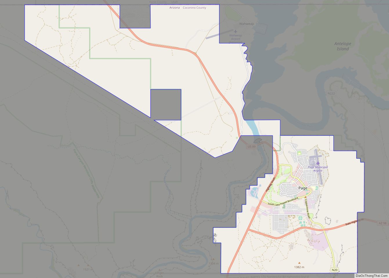 Map of Page city, Arizona