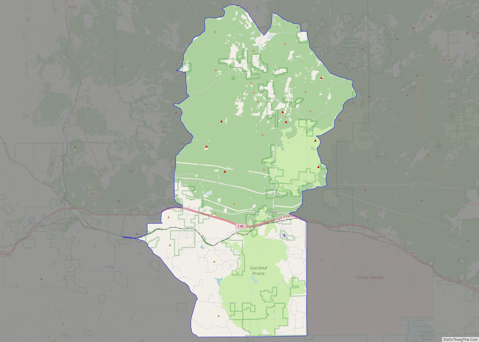 Map of Parks CDP, Arizona