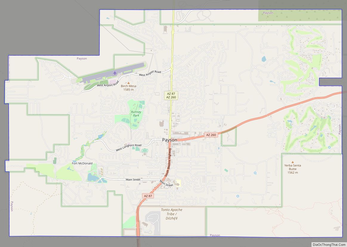 Map of Payson town, Arizona