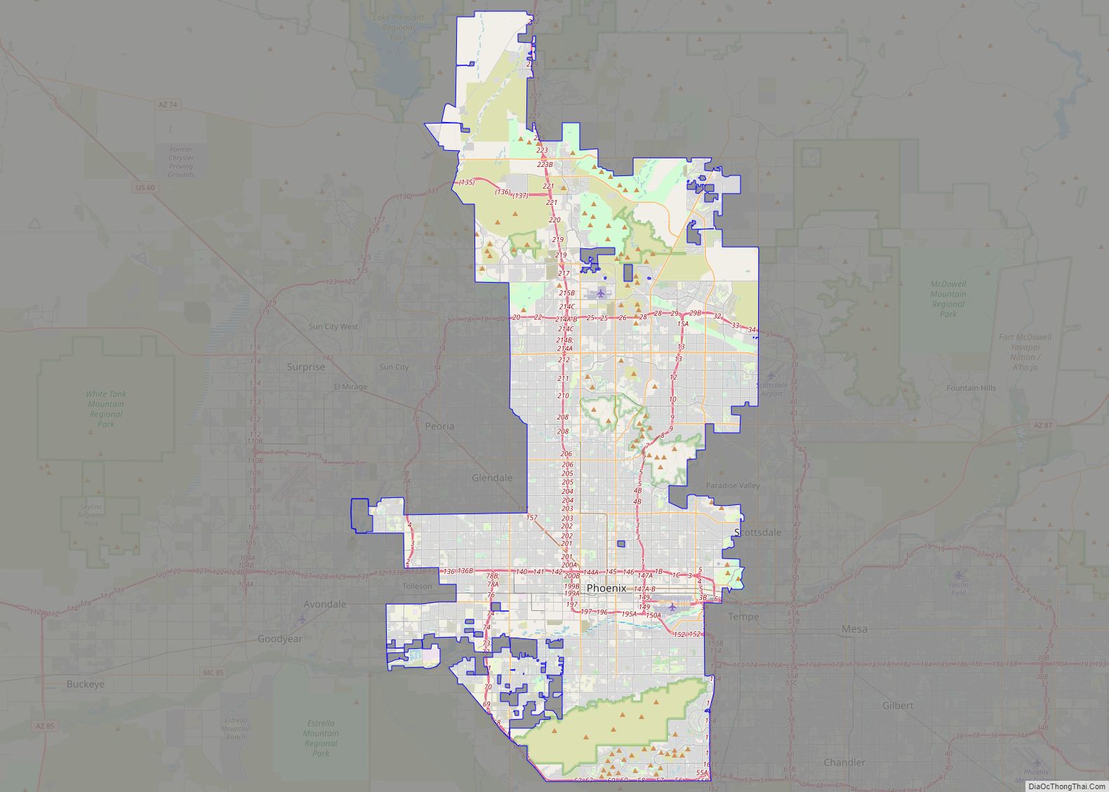 Map of Phoenix city