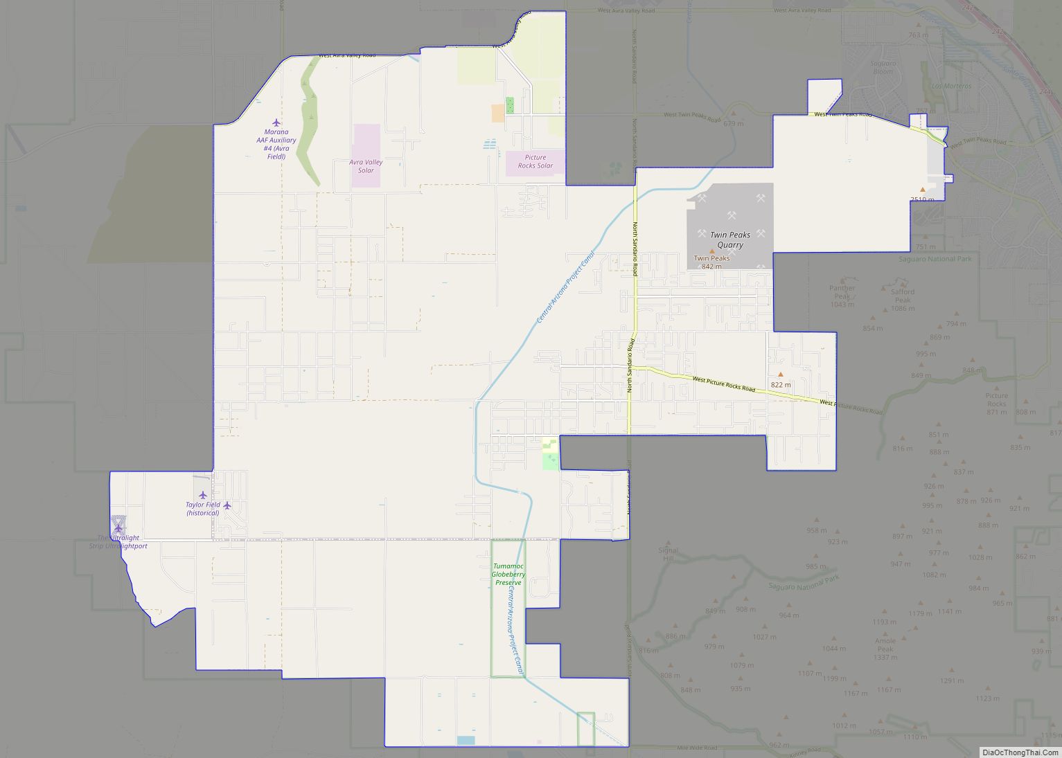 Map of Picture Rocks CDP, Arizona