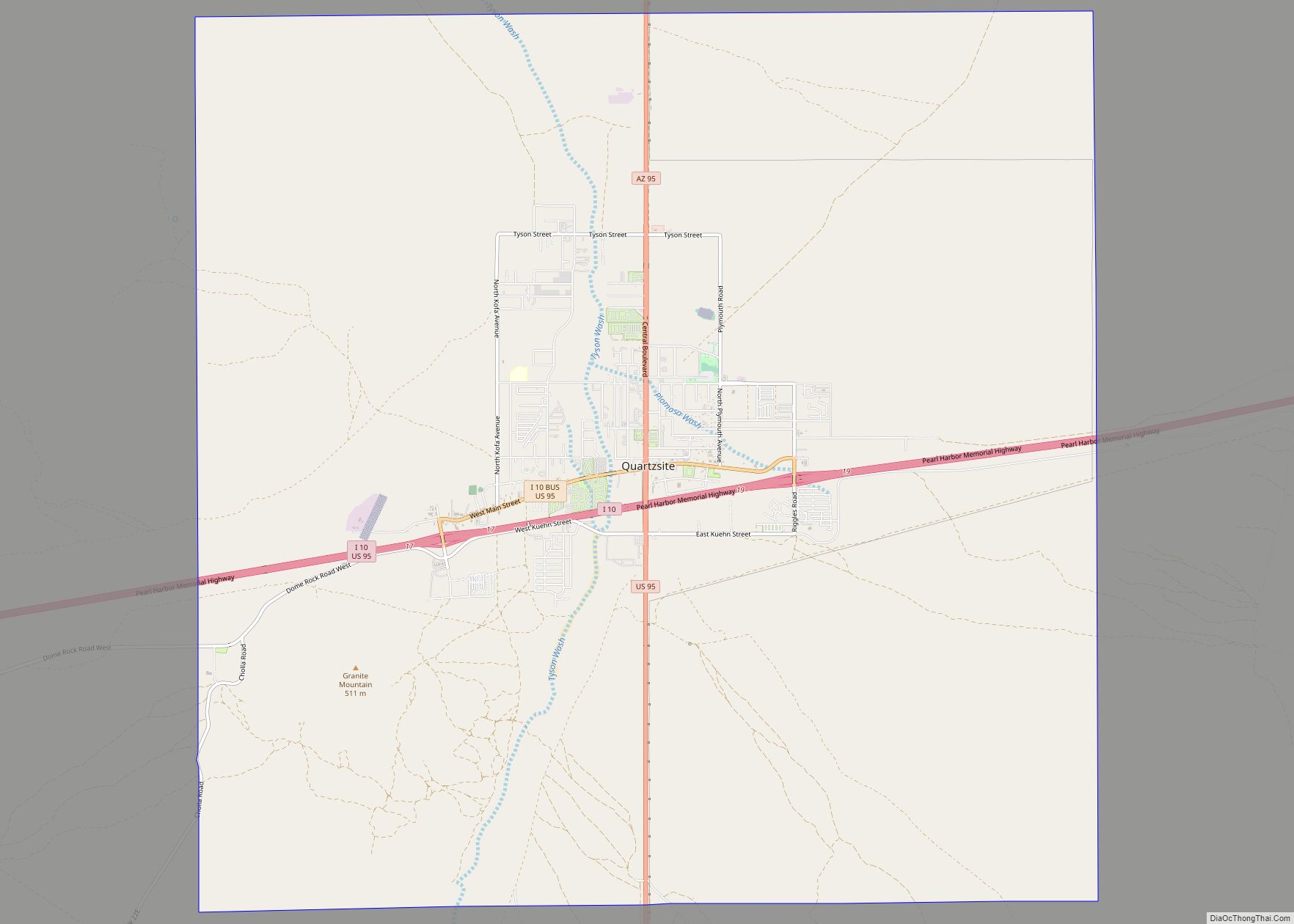 Map of Quartzsite town