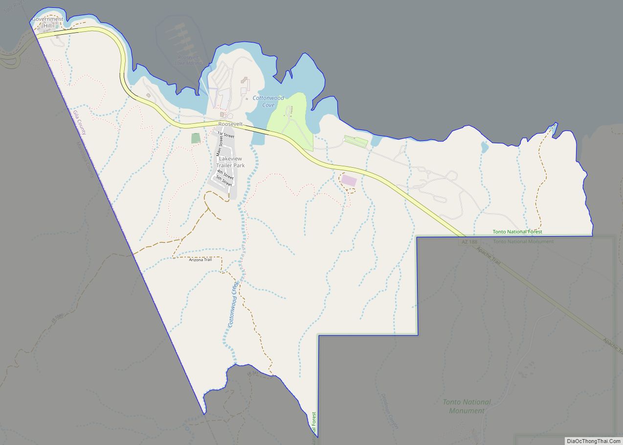 Map of Roosevelt CDP, Arizona