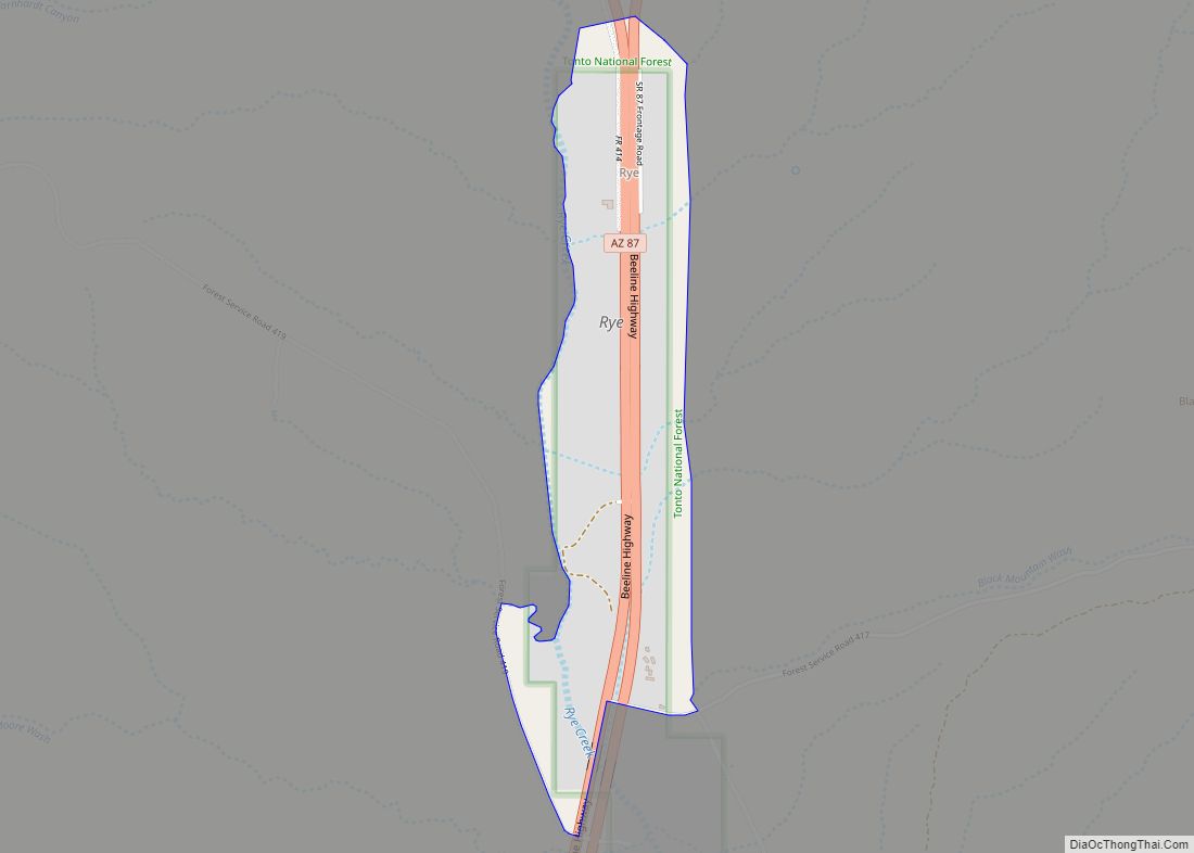 Map of Rye CDP, Arizona