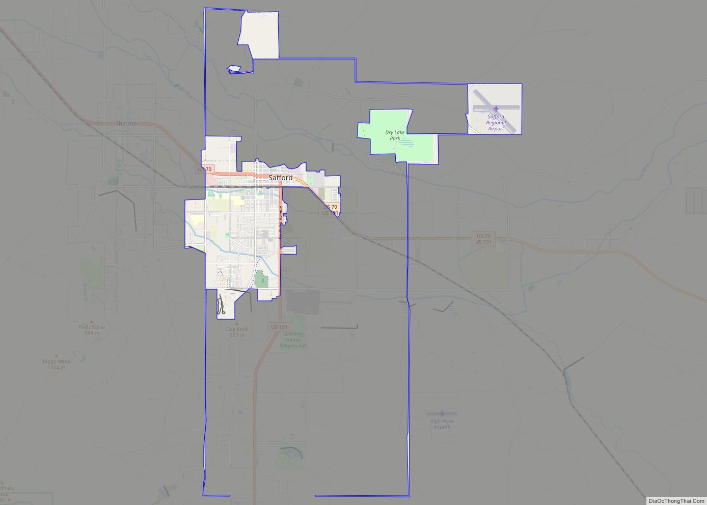 Map of Safford city