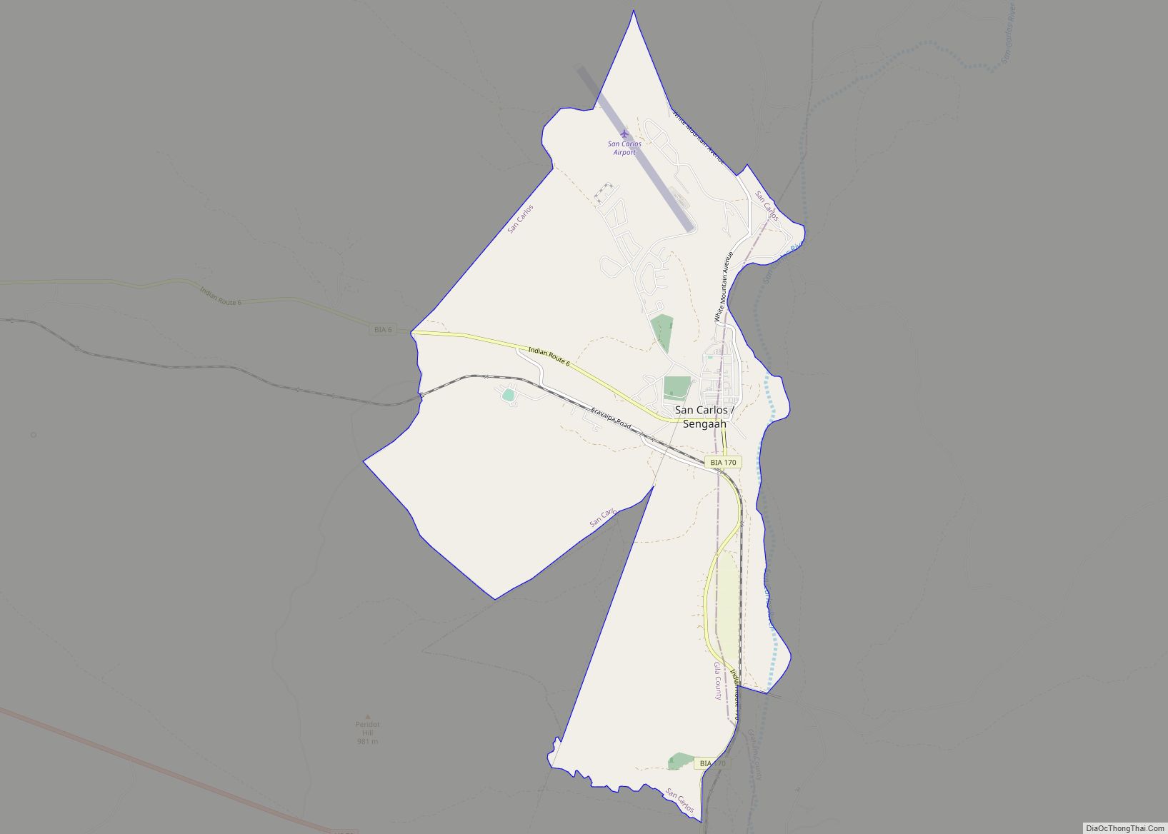 Map of San Carlos CDP, Arizona