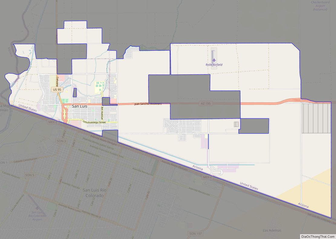 Map of San Luis city, Arizona