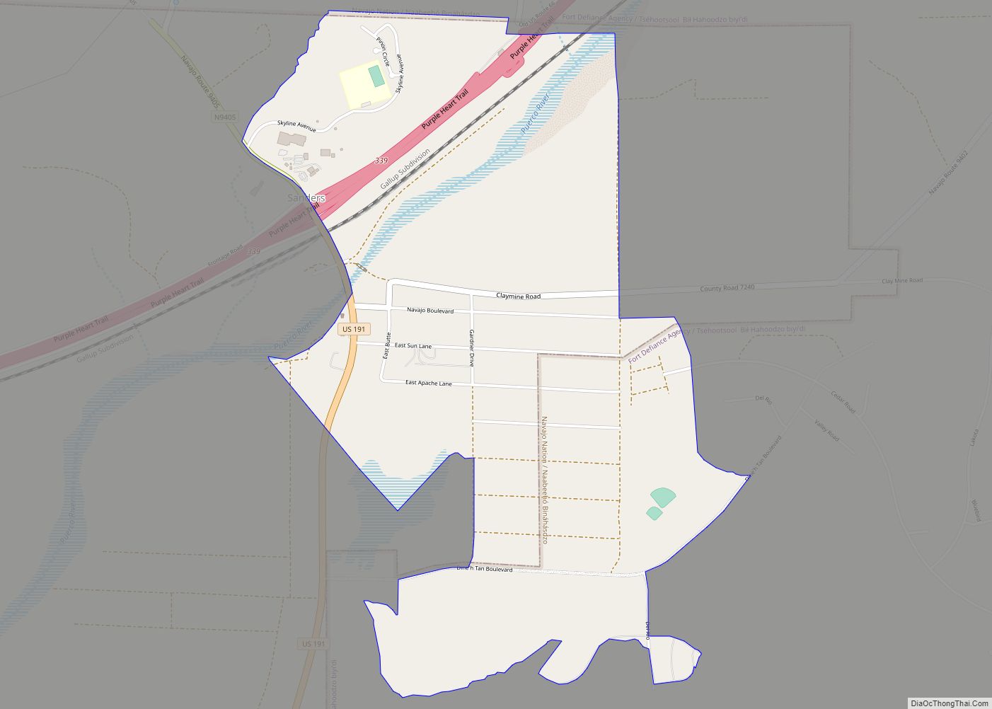 Map of Sanders CDP, Arizona