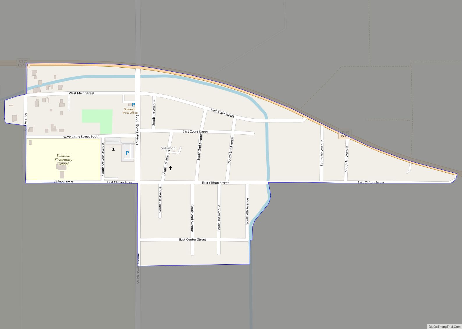 Map of Solomon CDP, Arizona