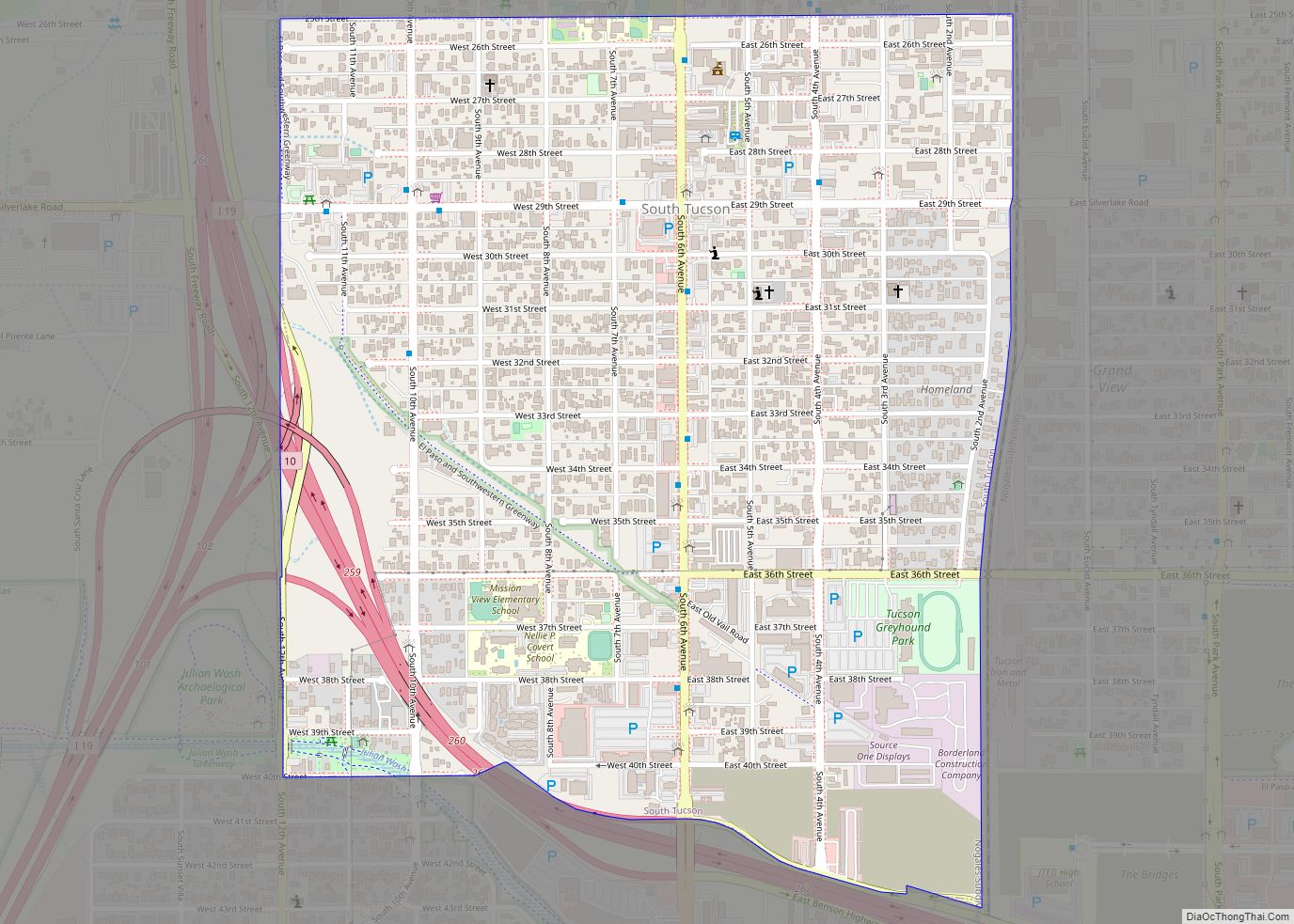 Map of South Tucson city