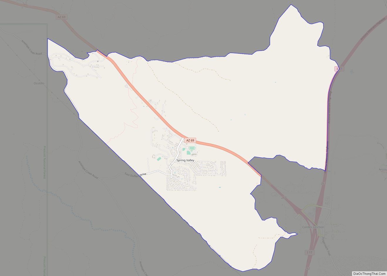 Map of Spring Valley CDP, Arizona