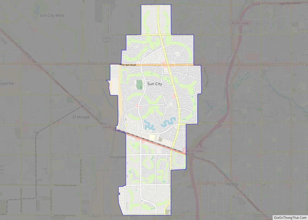 Map of Sun City CDP, Arizona