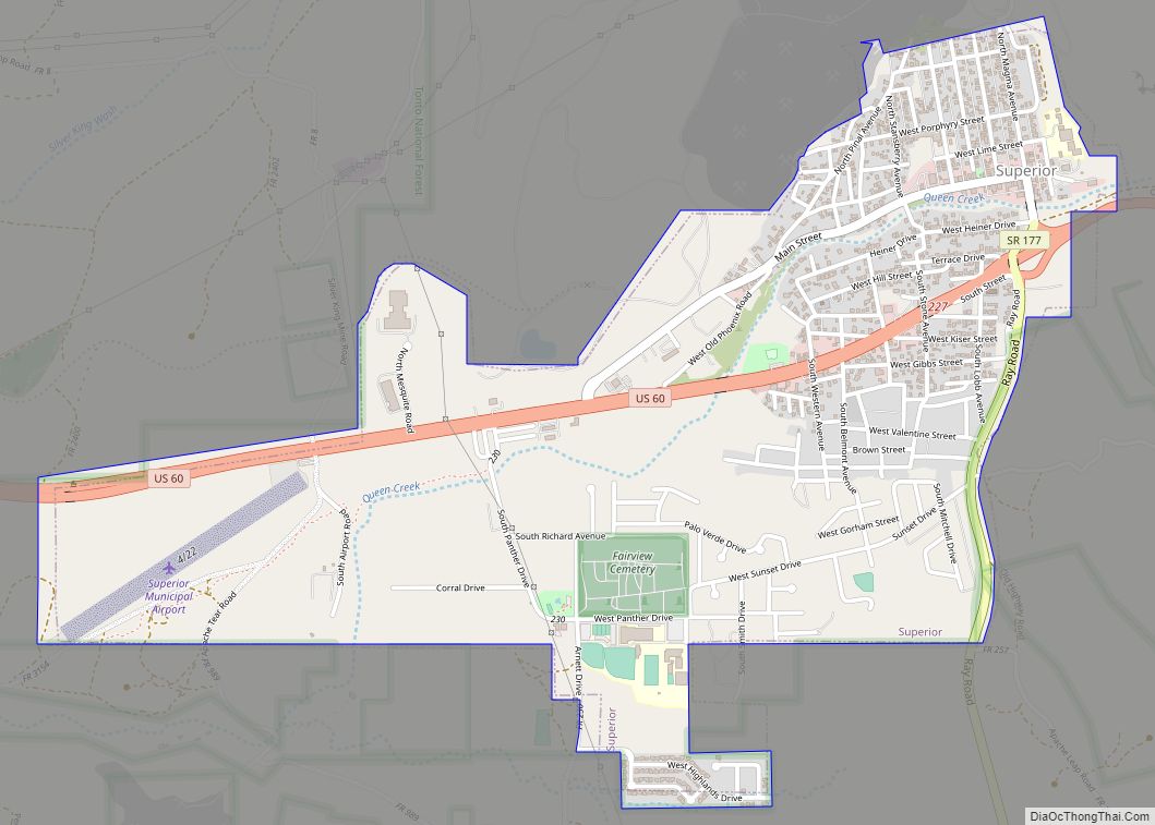 Map of Superior town, Arizona