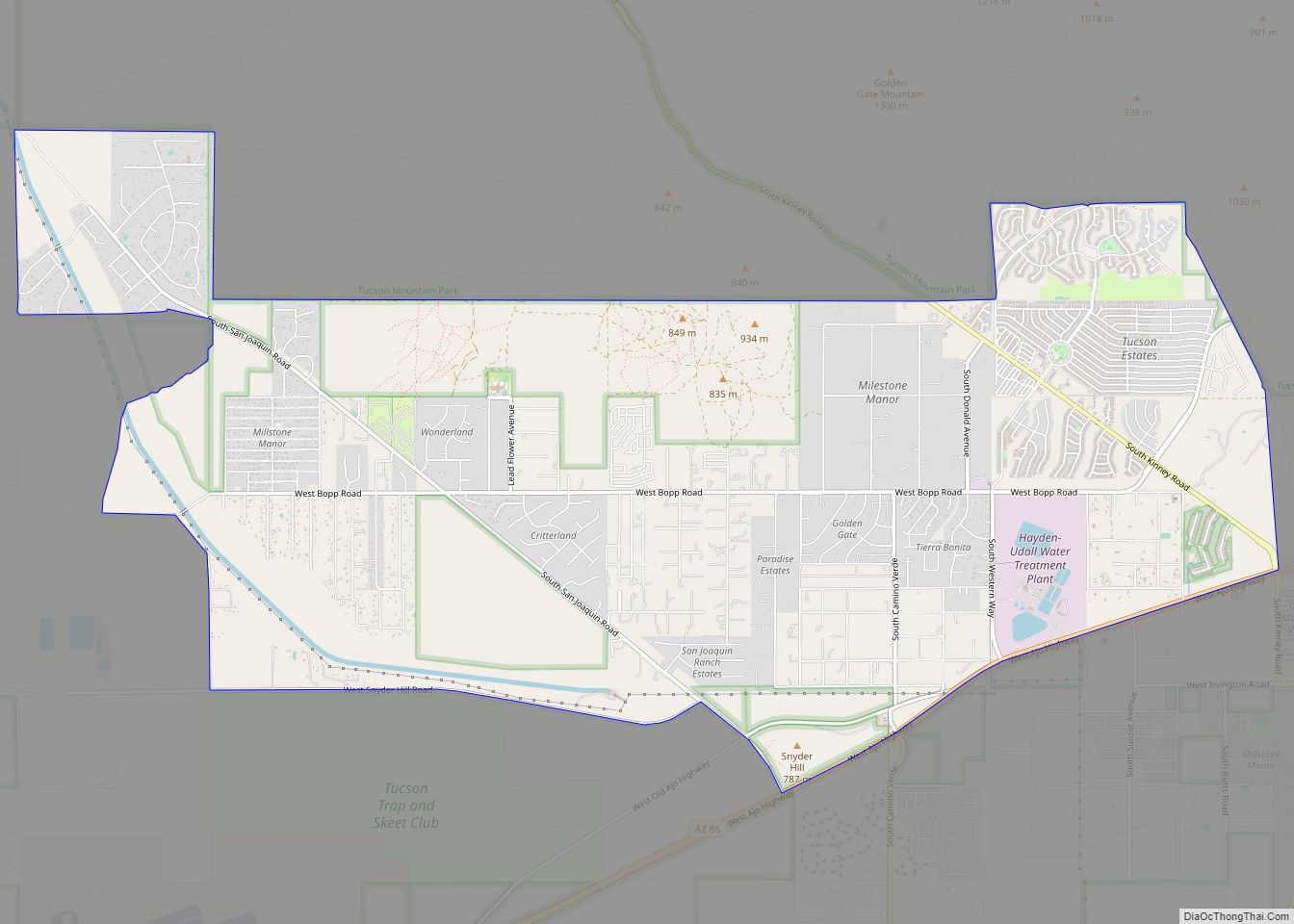 Map of Tucson Estates CDP