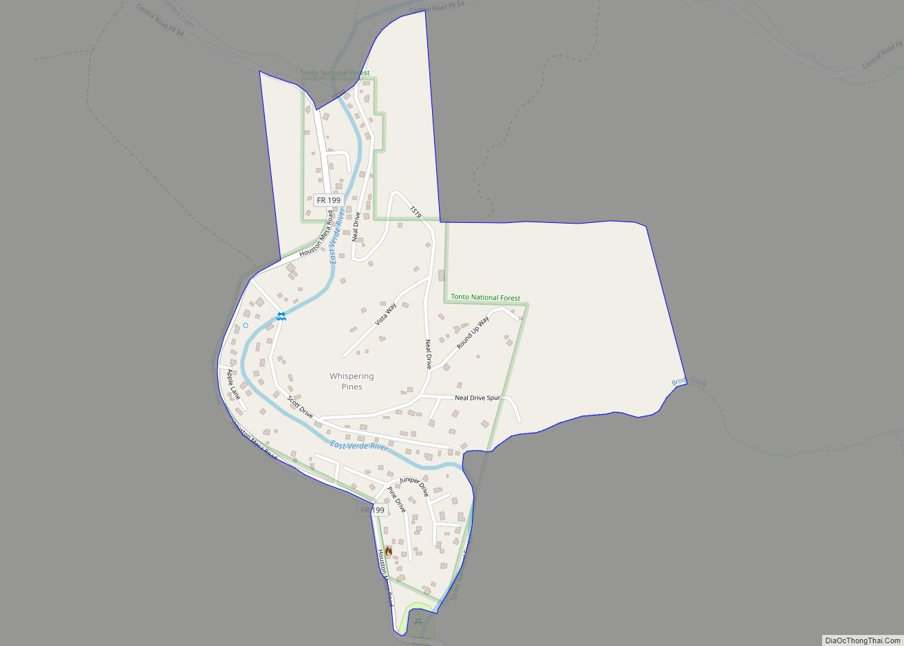 Map of Whispering Pines CDP
