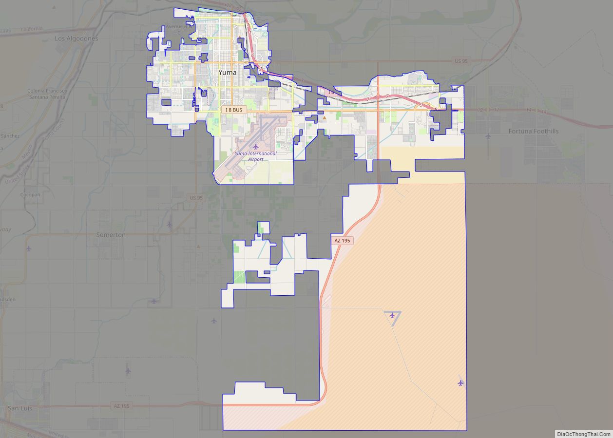 Map of Yuma city