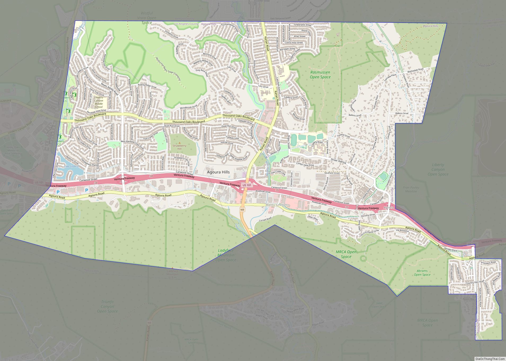 Map of Agoura Hills city