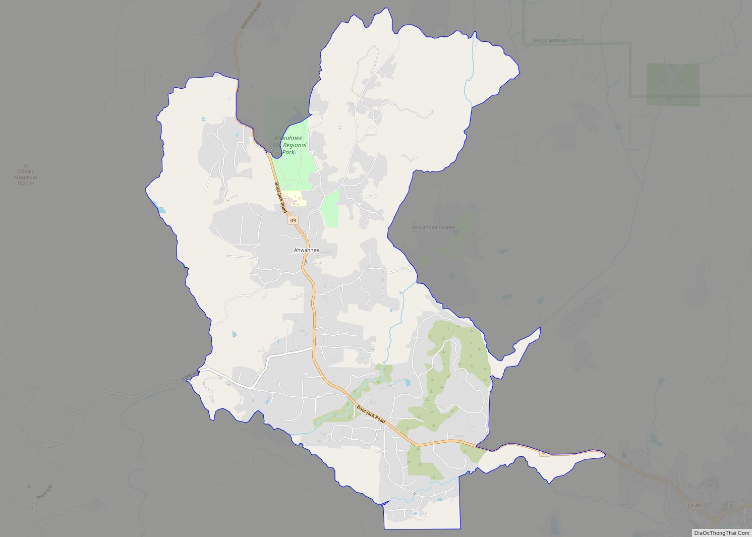 Map of Ahwahnee CDP
