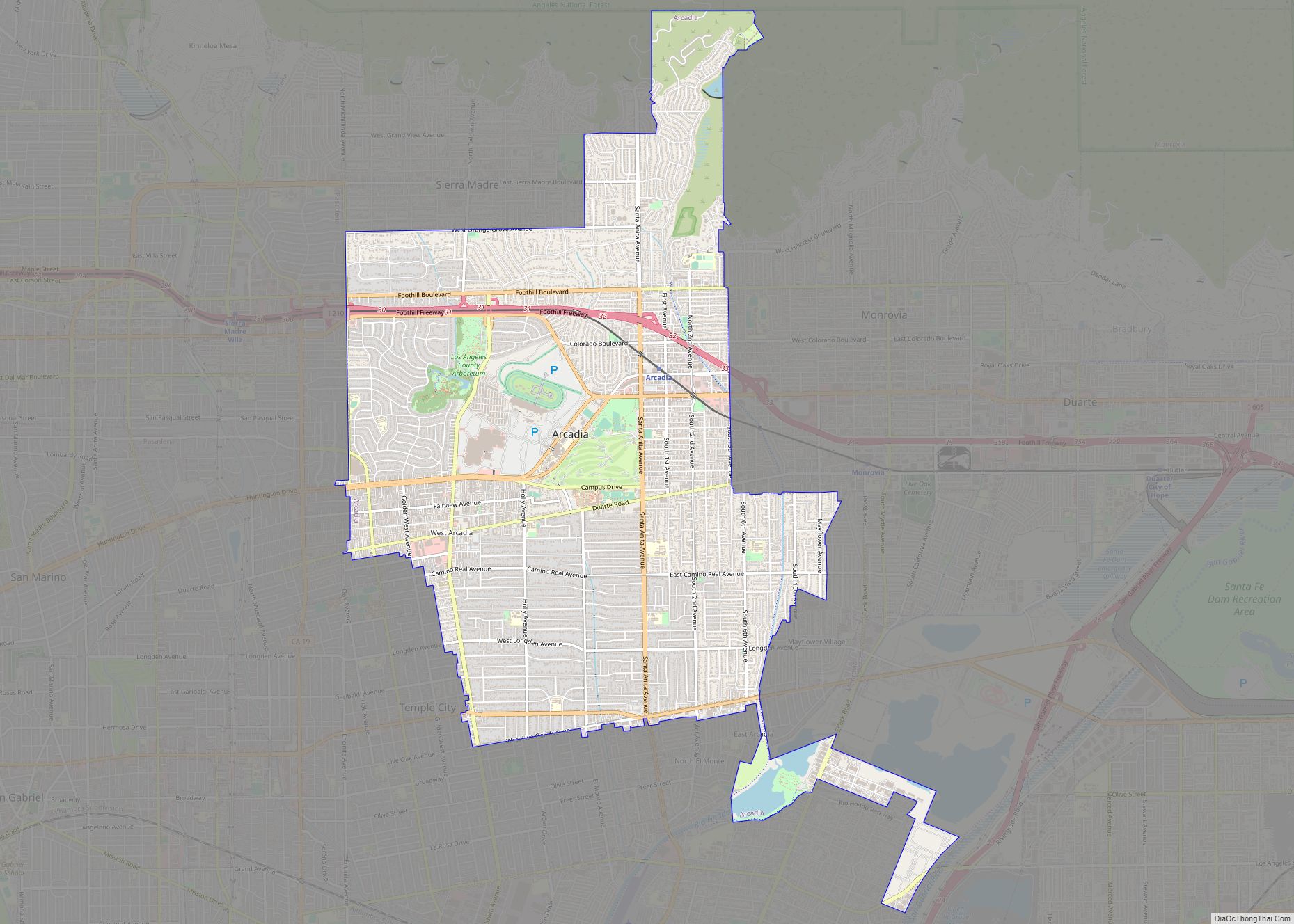 Map of Arcadia city