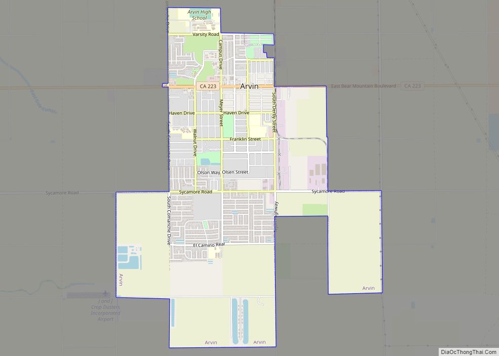 Map of Arvin city