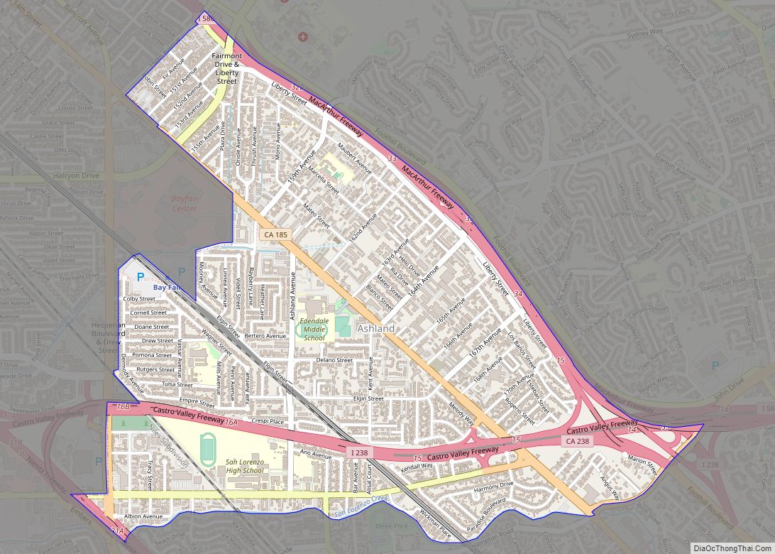 Map of Ashland CDP, California