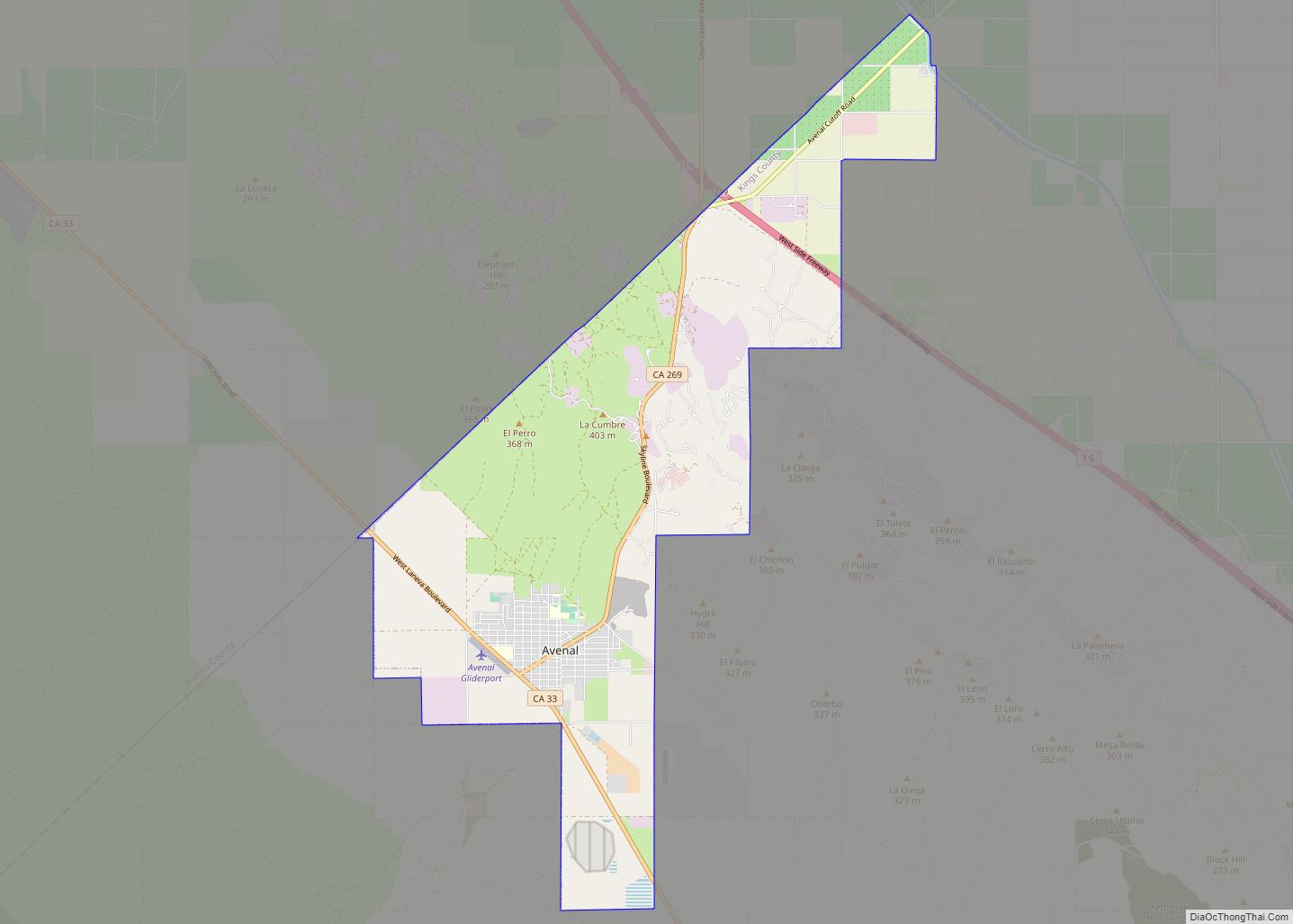 Map of Avenal city