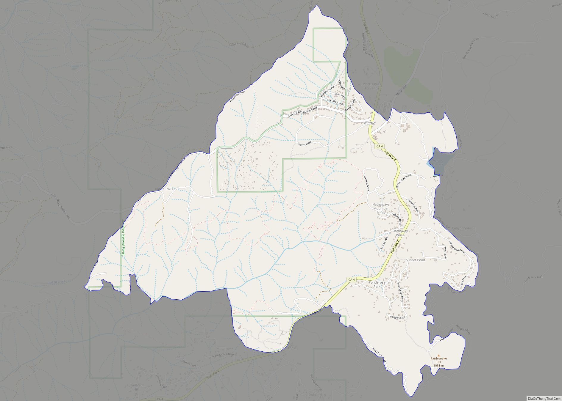 Map of Avery CDP