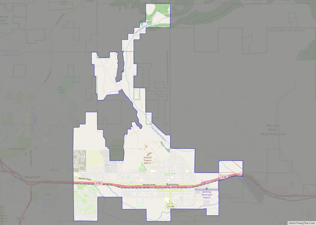 Map of Banning city