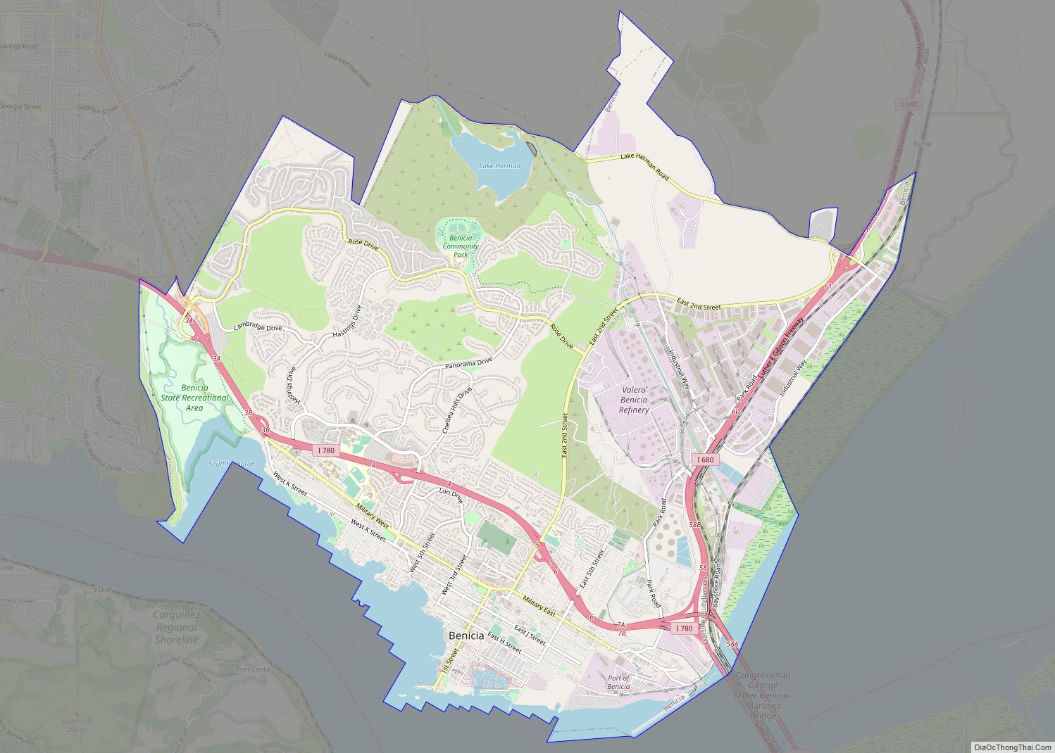 Map of Benicia city