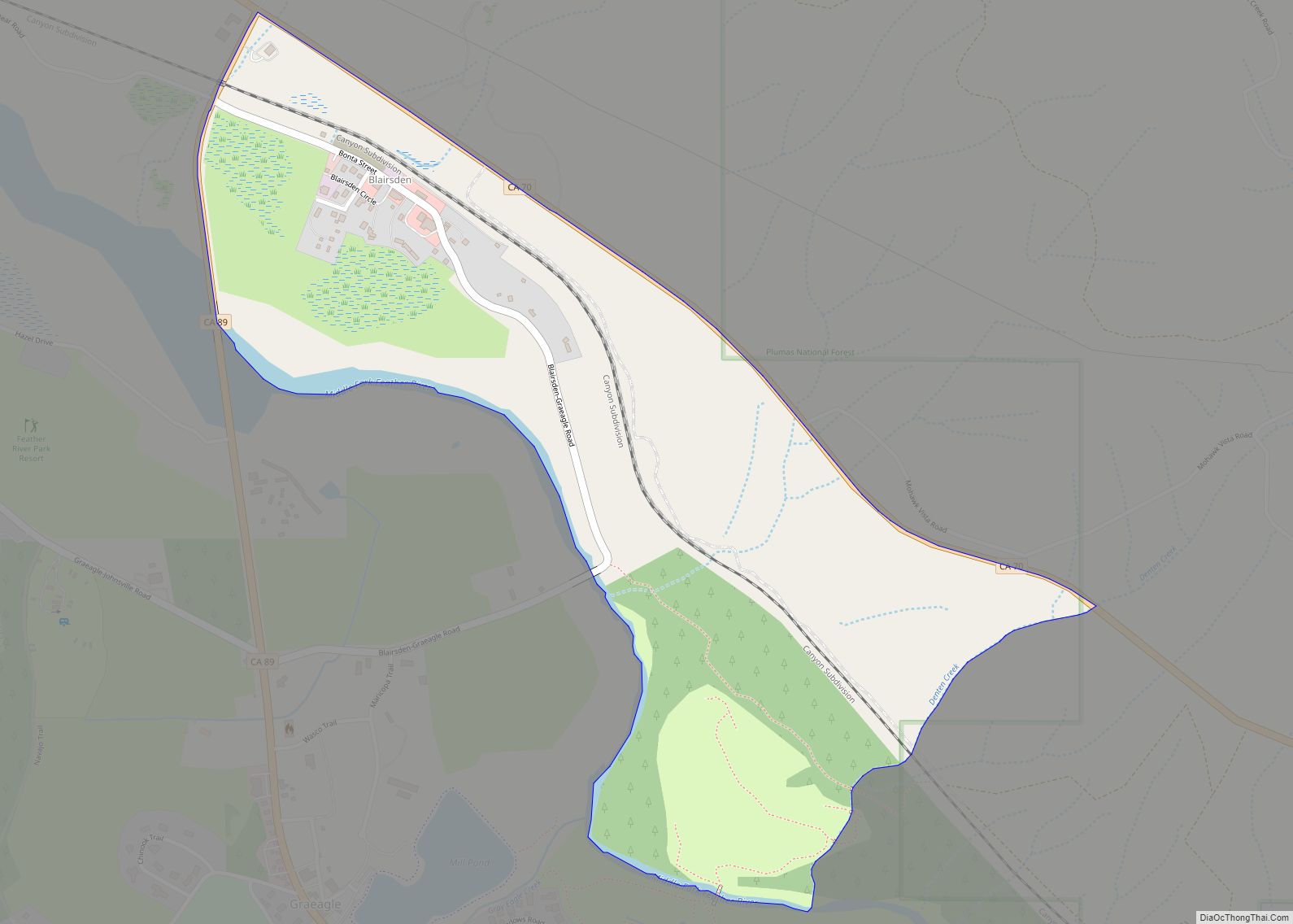 Map of Blairsden CDP