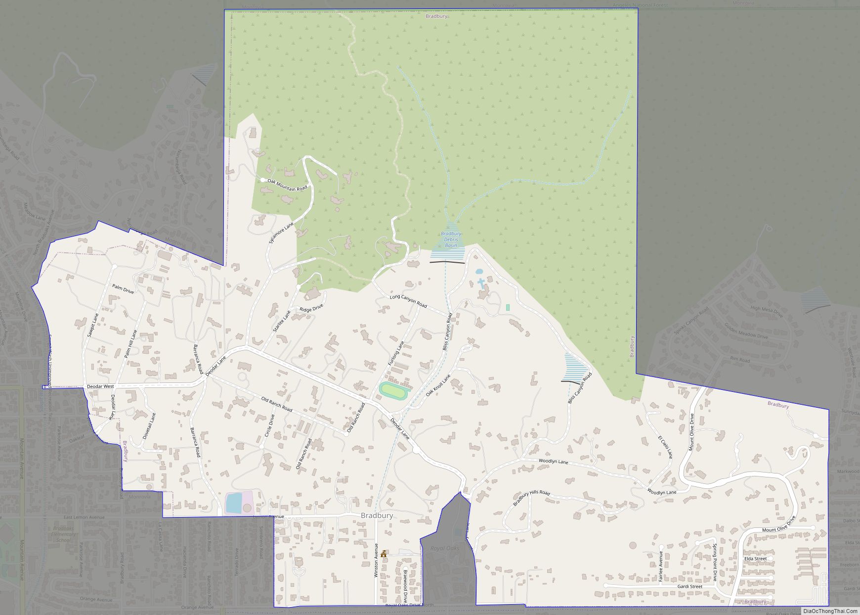 Map of Bradbury city
