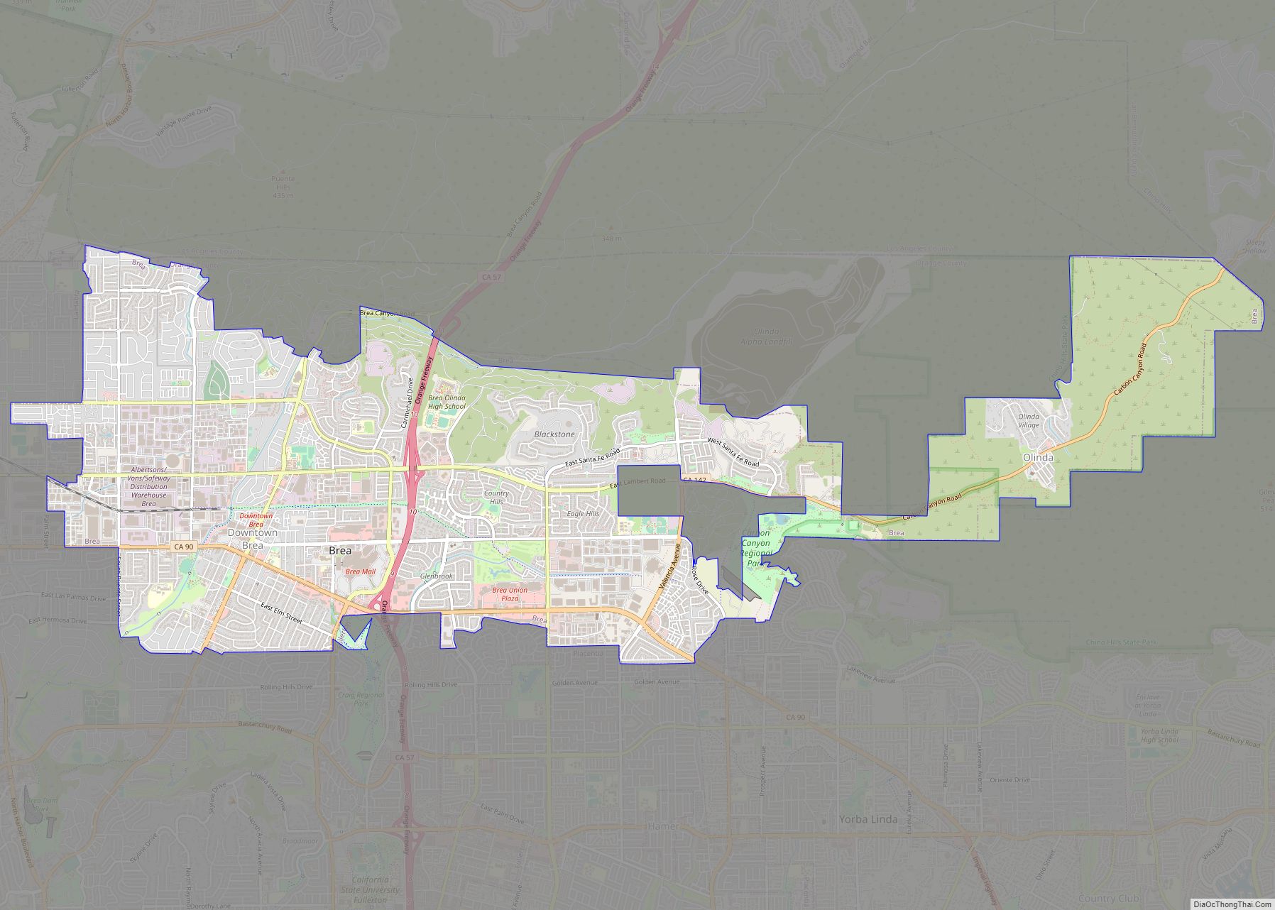 Map of Brea city