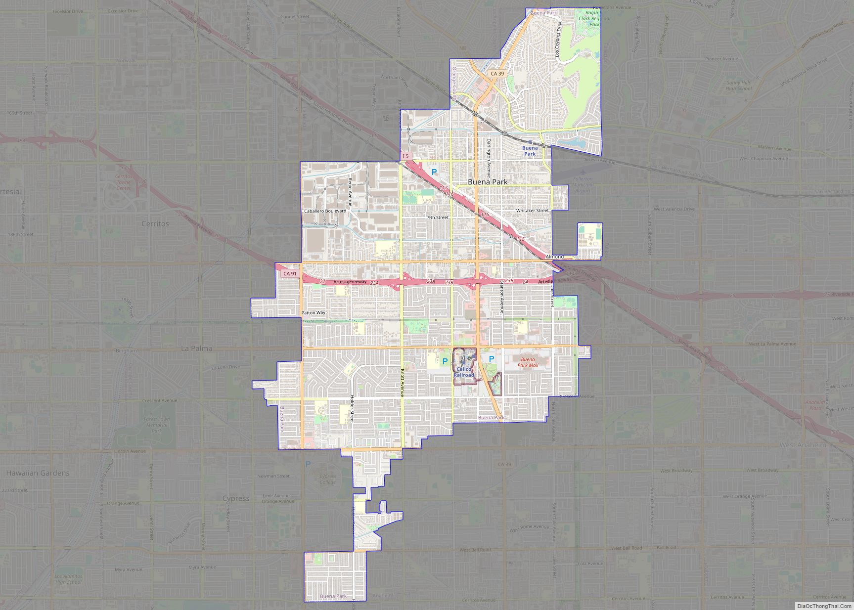 Map of Buena Park city