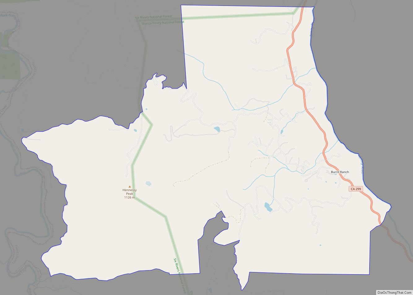 Map of Burnt Ranch CDP