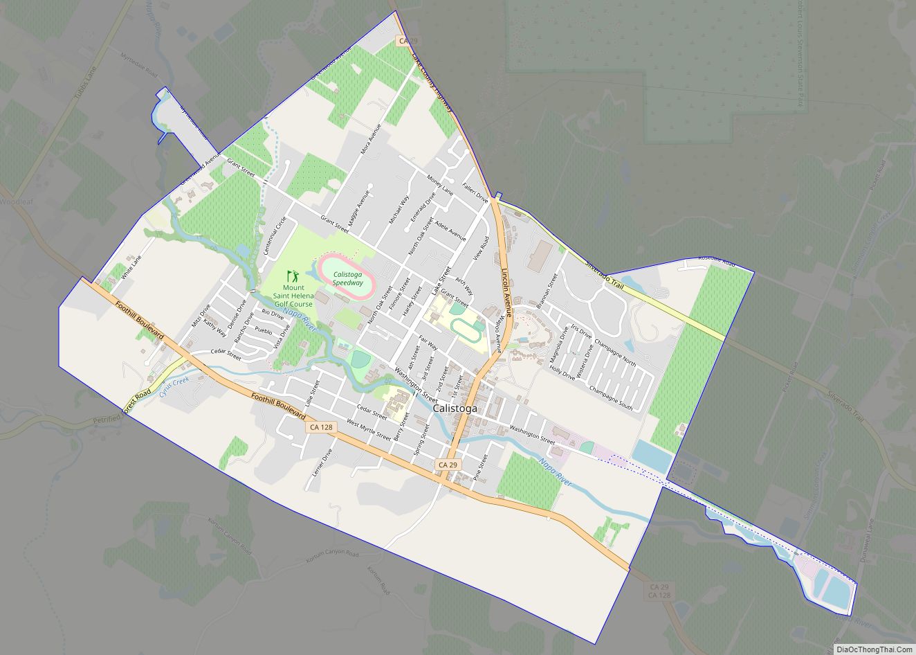 Map of Calistoga city